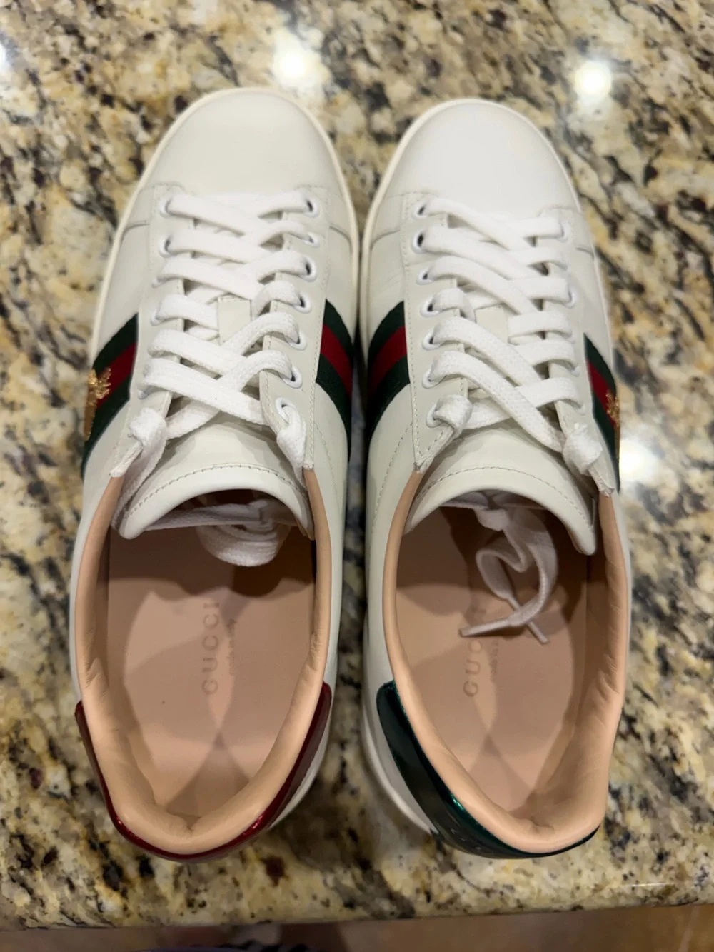 Gucci Ace embroidered leather platform sneakers White